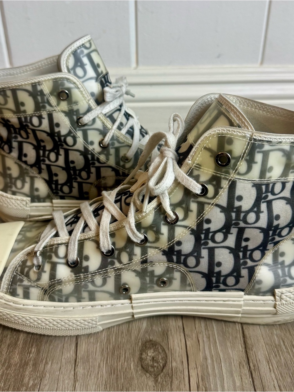 Dior B23 Oblique High Top Sneakers Size 45 Monogram Canvas - Picture 2 of 7